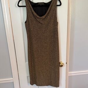 Donna Ricco Shimmering Gold Sleeveless Midi Dress